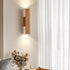 Traditional Japanese Rubber Wood Cylinder LED Wall Sconce Lamp For Bedroom