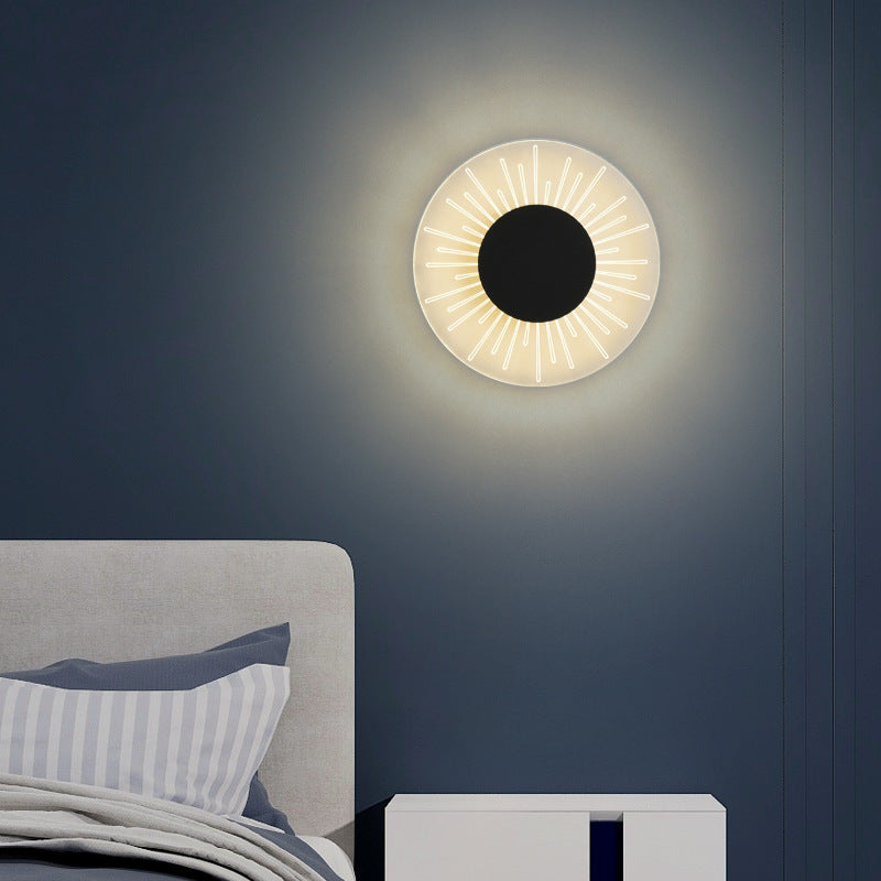 Contemporary Nordic Iron Acrylic Round LED Wall Sconce Lamp For Bedroom