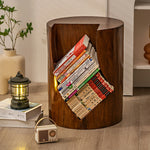 Contemporary Creative Wood Stump Cylinder Resin End Table Storage For Study