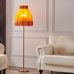 Traditional Retro Dome Tassel Iron Fabric 1-Light Standing Floor Lamp For Living Room