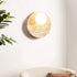 Traditional Japanese Wabi-Sabi Yellow Travertine Circle 1-Light Wall Sconce Lamp For Bedroom