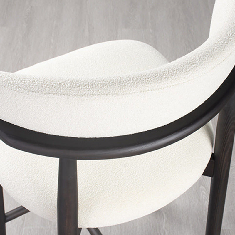 Modern Minimalist Round Upholstered Velvet Solid Wood Bar Stool Curved Backrest For Dining Room