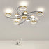 Modern Luxury Branch Round Hardware Iron Acrylic Crystal Silicone LED Semi-Flush Mount Ceiling Light For Living Room
