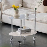 Contemporary Nordic Cloud Shape Acrylic Movable Side Table 2-Tier Casters For Living Room