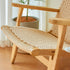 Contemporary Scandinavian Rectangular Wood Rattan Chair Backrest Armrest For Living Room