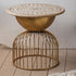 Traditional Vintage Round Half Column Wood Metal Coffee Table 1-Tier For Living Room