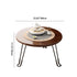 Modern Minimalist Round Wood Iron Coffee Table Foldable For Living Room