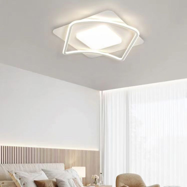 Modern Minimalist Wave Round Square Hardware Acrylic LED Flush Mount Ceiling Light For Bedroom