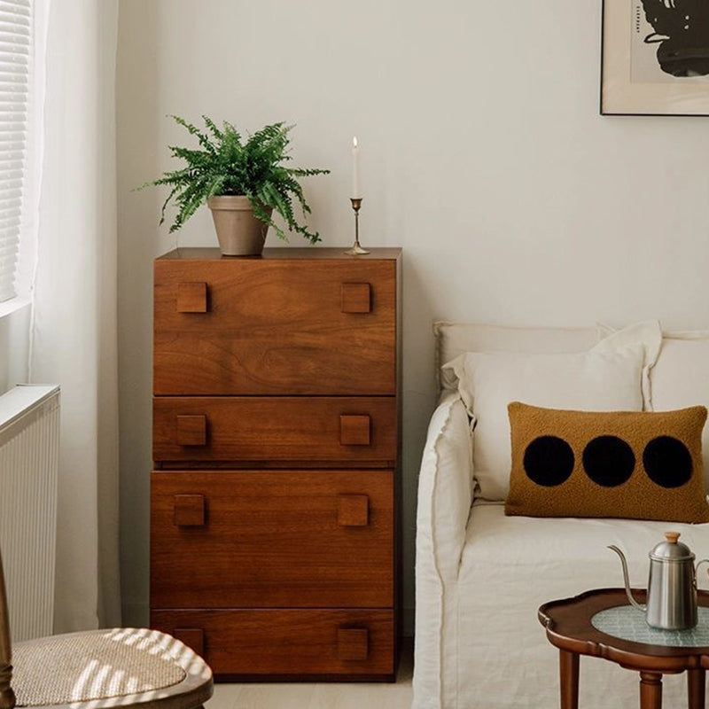 Traditional Vintage Rectangular Solid Wood Nightstand 2-Storage For Bedroom