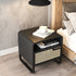 Modern Minimalist Rectangular Solid Wood Rattan Nightstand 1-Drawer For Bedroom