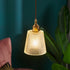 Traditional Vintage Cylinder Brass Glass 1-Light Pendant Light For Living Room