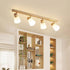 Traditional Vintage Wood Glass Trumpet Shade 1/2/3/4-Light Semi-Flush Mount Ceiling Light For Living Room