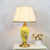 Traditional Chinese Bird And Flower Cylinder Hardware Ceramic Fabric 1-Light Table Lamp For Bedroom