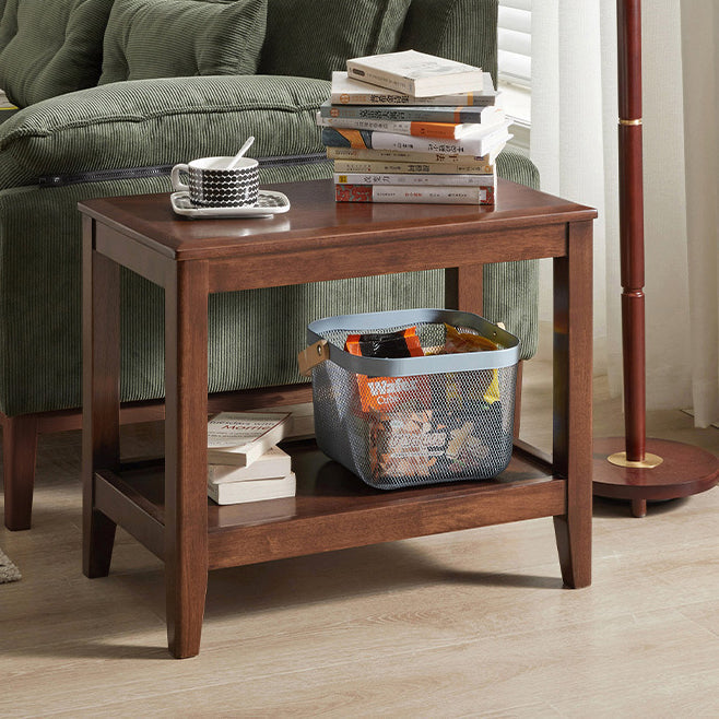 Traditional Chinese Oval Wood Tea Table Two Tier For Living Room