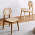 Modern Minimalist Square Rattan Seat Wood Dining Chair Backrest For Dining Room