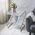 Modern Minimalist Square Z-Shape Iron Glass Side Table For Living Room
