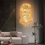 Contemporary Nordic Ginkgo Leaf Resin LED Wall Sconce Lamp For Living Room