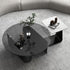 Modern Minimalist Round Square Glass Slate Metal Coffee Table For Living Room