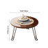 Modern Minimalist Round Wood Iron Coffee Table Foldable For Living Room