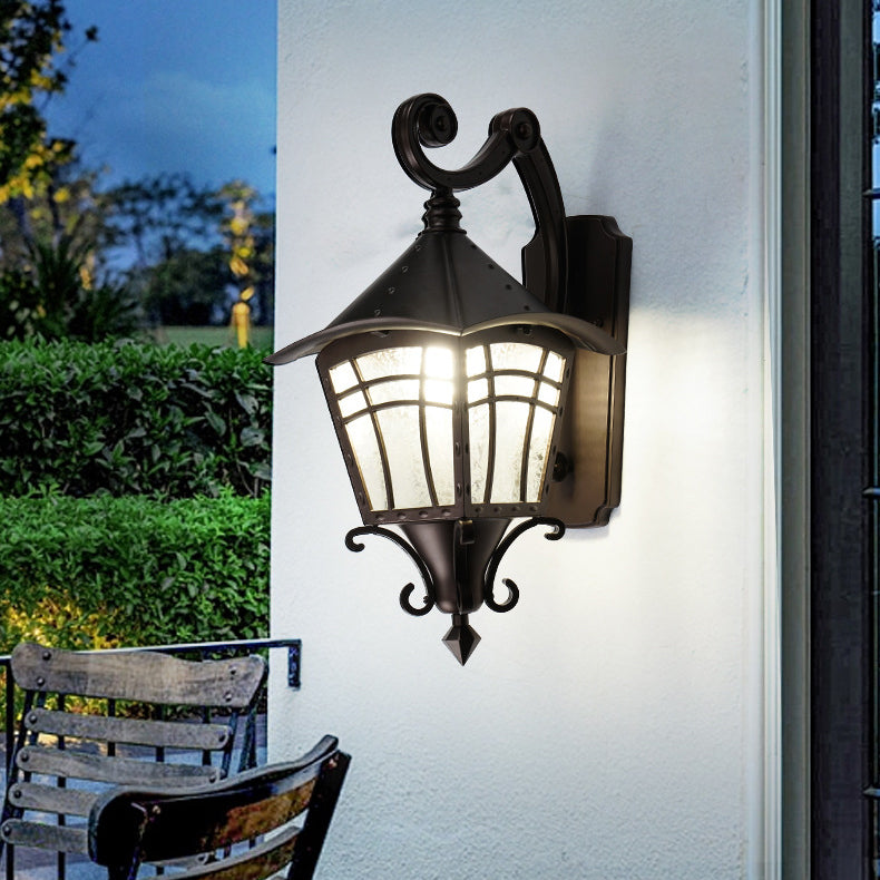 Traditional European Waterproof Aluminum Glass Cone Cylinder 1-Light Wall Sconce Lamp For Outdoor Patio