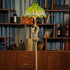 Traditional Tiffany Peacock Glass Copper 2-Light Standing Floor Lamp For Bedroom