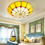 Traditional Tiffany Round Hardware Stained Glass 2/3/4 Light Flush Mount Ceiling Light For Living Room