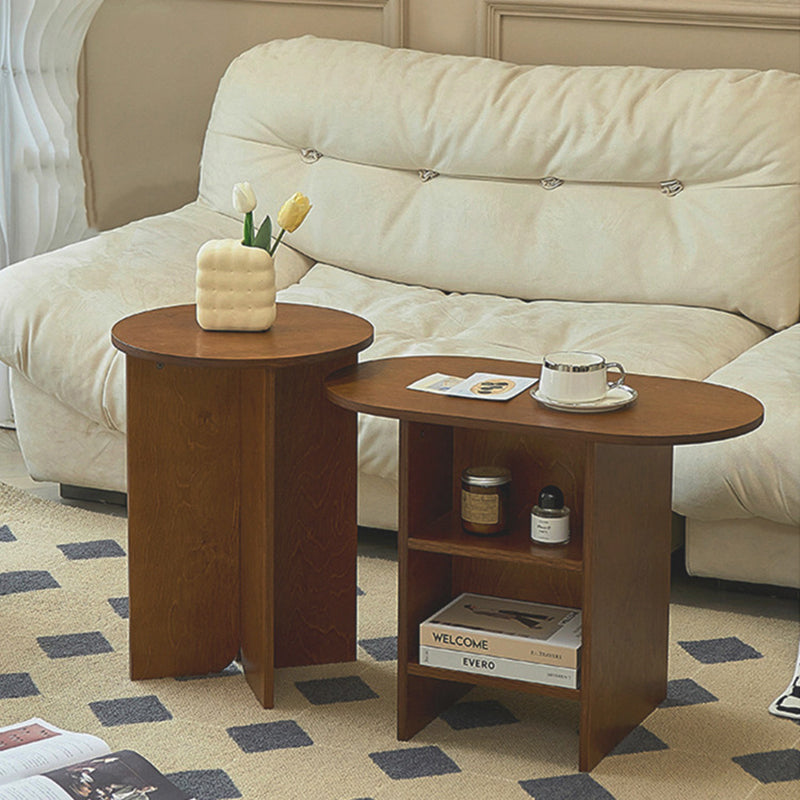 Traditional Vintage Round Square Solid Wood End Table 1-Tier For Living Room