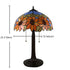 Traditional Tiffany Pastoral Rose Flower Stained Glass 2-Light Table Lamp For Bedroom