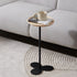 Modern Minimalist Round Tabletop Iron Marble Solid Wood Side Table 1-Leg For Living Room