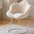 Modern Minimalist Plum Round Lambswool Metal Vanity Stool Backrest Armless For Bedroom