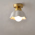 Modern Minimalist Copper Ceramic Flower 1-Light Semi-Flush Mount Ceiling Light For Hallway