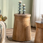 Traditional Rustic Wooden Pier Wood Column Side Table For Living Room