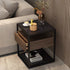 Modern Minimalist Square Marble Glass Iron End Table 2-Tier For Living Room