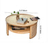 Traditional Japanese Round Wood Weaving Coffee Table For Living Room