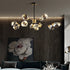 Contemporary Scandinavian Branch Irregular Crystal Copper 6/9/12/15/18 Light Chandelier For Living Room