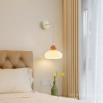 Modern Minimalist Cream Dome Round Iron Glass 1-Light Wall Sconce Lamp For Bedroom