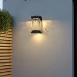 Modern Luxury Waterproof Solar Stainless Steel Glass Cylinder LED Wall Sconce Lamp For Outdoor Patio