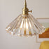 Traditional Vintage Round Cone Brass Glass 1-Light Pendant Light For Living Room