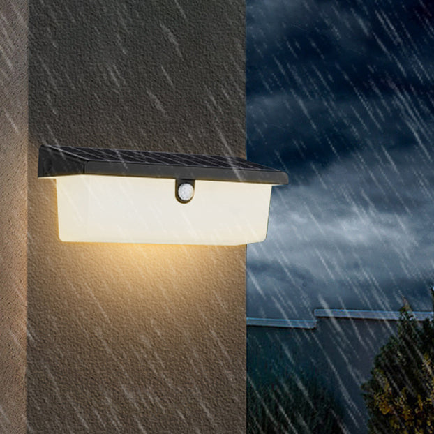 Modern Minimalist Solar Waterproof Rectangle PC ABS LED Outdoor Wall Sconce Lamp For Garden