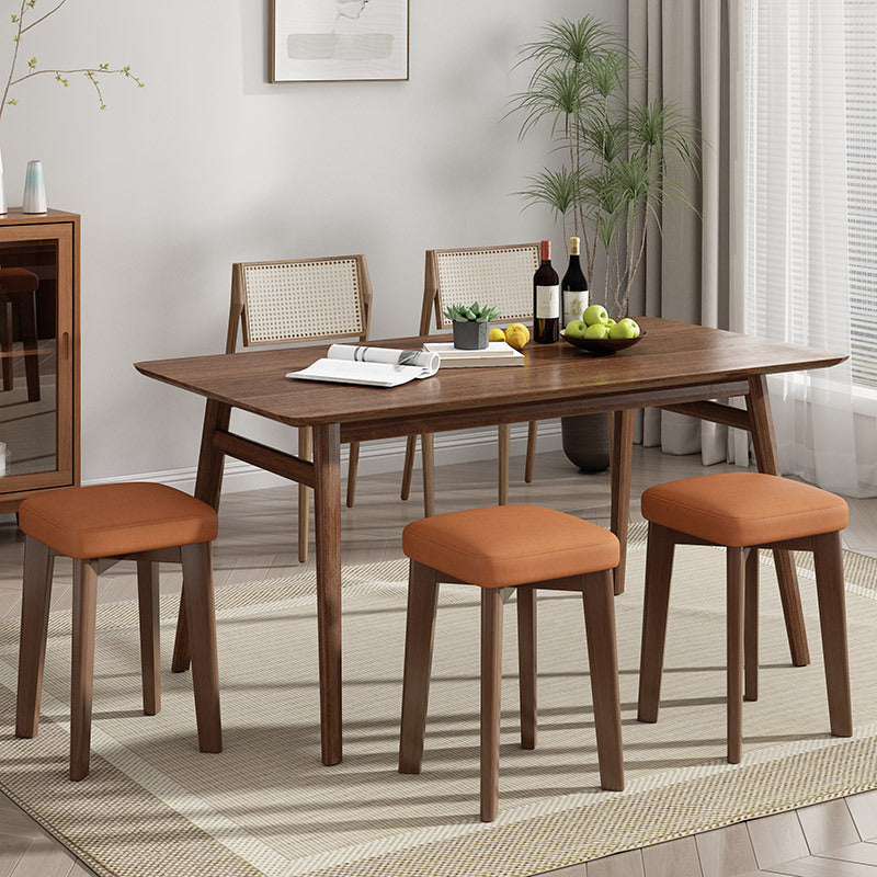 Modern Minimalist Square Upholstered Wood Technology Cloth Dining Chair Backless For Dining Room