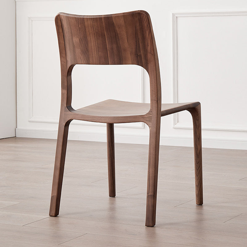 Contemporary Retro Walnut Wood Square Dining Chair Backrest For Dining Room