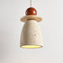 Traditional Japanese Wabi Sabi Travertine Semicircle Shade Solid Wood 1-Light Pendant Light For Living Room