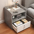 Modern Minimalist Rectangular Desktop Density Board Nightstand 1/2/3-Drawer For Bedroom