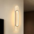 Modern Simplicity Imitation Wood Grain Edging Acrylic Grille Ellipse Shade LED Wall Sconce Lamp For Living Room