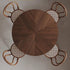 Contemporary Retro Round Walnut Copper Rattan Dining Table & Chair Set For 2 Seats