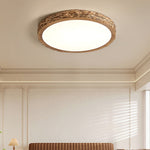 Modern Minimalist Round Stone Grain Resin Iron LED Flush Mount Ceiling Light For Bedroom