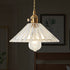 Traditional Vintage Round Cone Brass Glass 1-Light Pendant Light For Living Room