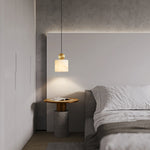 Modern Minimalist Cylinder Cone Half Round Copper Stone 1-Light Pendant Light For Bedroom