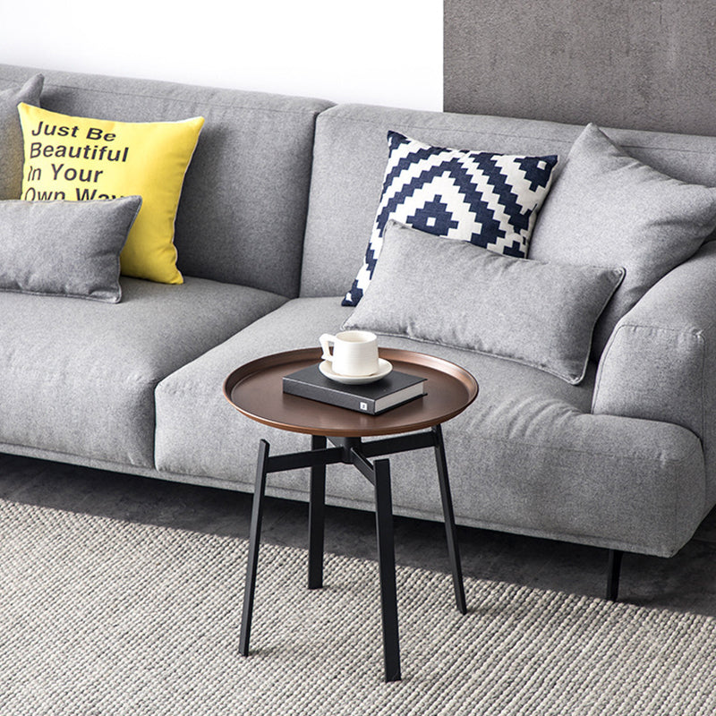 Contemporary Retro Round Iron End Table 1-Tier For Living Room