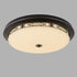 Traditional Chinese Iron Circular Glass Shade LED Flush Mount Ceiling Light For Hallway